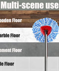 Spin Mop Head Base And Handle Replacement For OCedar EasyWring RinseClean Microfiber Spin Mop 2 Tank System Replacement Kit For Durable Clean Floors And Easy Wet Mopping, shown on wood, marble, cement, and tile floors