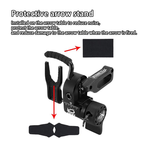 Anti Slip Arrow Rest Sticker Kit For Compound Bows Drop Away Archery Felt Tape and QAD HDX rest shown with installation guide.