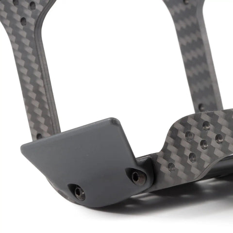 Close-up of the Beefed Up Carbon Fiber Chassis Kit for Rock Crawling Rigs with 3mm laser cut carbon fiber and high clearance design.