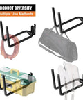E Track Tool Holder Organizer 4 Pack For Shovels And Gear Heavy Duty Double J Hooks Black E Track Accessories display