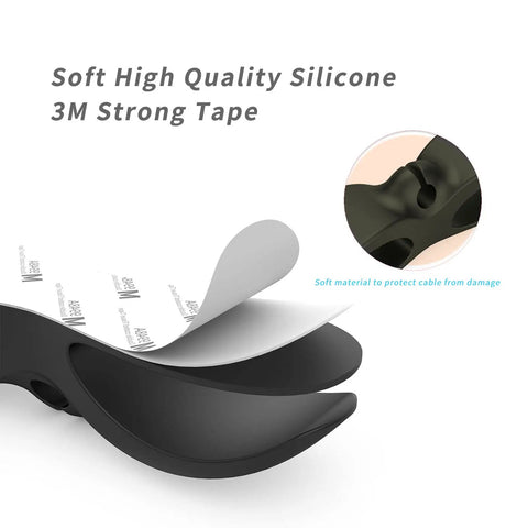 Four Pack Cord Organizer For Appliances And Kitchen Cords with high-temp silicone and 3M tape, close-up of adhesive back