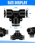 20 Pack 1 Quarter Inch Pneumatic Push To Connect Tee Fittings Plastic 3 Way Air Line Adapter Quick Connect Tube Connectors