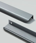 Concealed Drawer Handles Set Sleek Low Profile Finger Edge Pulls Invisible Brushed Gray Cabinet Knobs 120mm Length