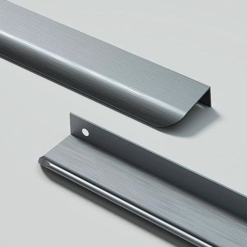 Concealed Drawer Handles Set Sleek Low Profile Finger Edge Pulls Invisible Brushed Gray Cabinet Knobs 120mm Length