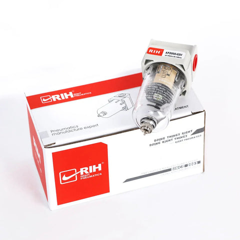 1/4 Inch NPT Air Dryer and Water Separator for Compressor with Manual Drain 5 Micron Brass Filter Poly Bowl AF2000-02