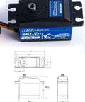 Heavy Hit 35 Kg Metal Digital Servo With All Steel Gears And Cold Forged Aluminum Housing, dimensions and specifications.