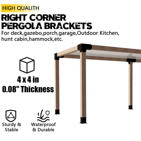 Built Tough 3 Way Right Angle Corner Brackets For 4x4 Wood Beams Outdoor Pergola Gazebo Supports Heavy Duty 14 Gauge Steel Weather Resistant Hardware Included 2 Pack Actual Size 3.5 x 3.5 Inches