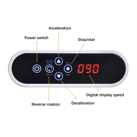 Control panel for Pro Grade Cake Decorating Turntable With Smoothing Coating Machine For 6 To 14 Inch Cakes, showing power and speed display.