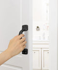 Black Cast Iron Barn Door Handles Rustic Heavy Duty Gate Pulls 7 Inch Sliding Door Hardware on white indoor door
