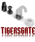 TIGERSGATE Twin Cam Easy Pull Clutch Lever Kit, four-piece set: silver mounting bracket, black bolt, and silver spacer