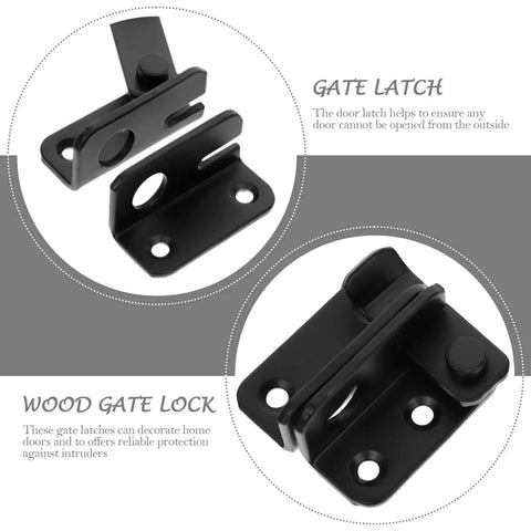 Hardcore Stainless Steel Flip Latch Heavy Duty Gate Bolt Safety Lock For Outdoor Yard And Fence Doors Rust Proof Two Pack, shown in black finish.