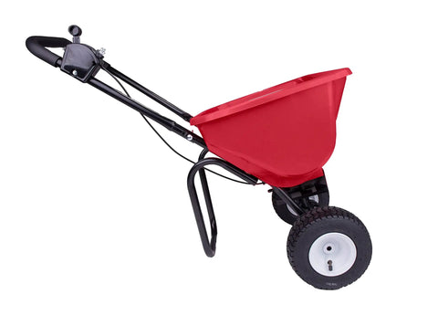 Commercial Walk-Behind Broadcast Spreader With 65 Lb Capacity For Grass Fertilizer And Seeds, Side Spread Control, Even Coverage