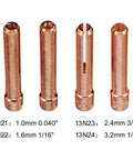 Copper collets for TIG Welding Torch 37 Piece Gas Lens Kit Accessories For DB SR WP 9 20 25 TIG Torch, labeled by size.