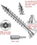 Heavy Duty Wood Screws With Torx Star Drive Heads And Countersunk Points For Quick Deck Builds Plus Hella Rock Solid Grip On Lumber Projects Includes Two Hundred Galvanized Steel Fasteners In A Compact Carry Bag That Never Strips Or Backs Out Early - Detailed view of Torx heads and countersunk design.