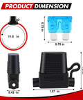 Kickass 4 Pack 12V Waterproof Inline Fuse Holders With 16AWG Male To Male Wire And 12 ATC ATO Blade Fuses 7.5 10 15 Amp dimensions