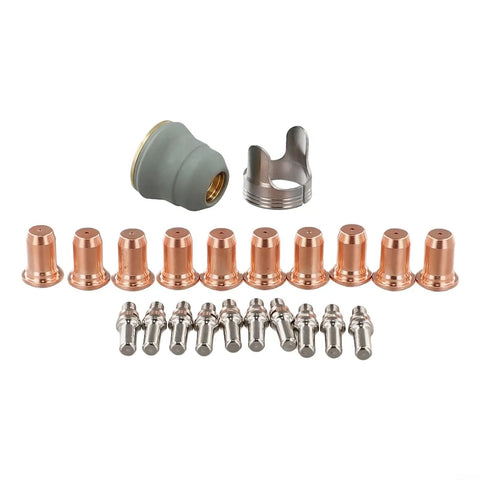 Ultimate 22 Piece Plasma Cutting Consumables Kit For IPT-60 PT-60 And IPT-40 Torch Heads with electrodes and nozzles.
