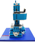 Front view of a blue Compact Mini Metal Milling Machine with AC100V-240V power on a stable base for DIY projects and education.