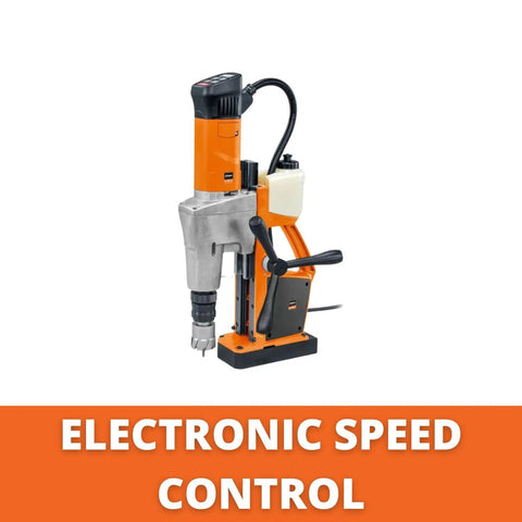 Built Tough Portable Magnetic Drill Unit With A Rock Solid Grip And Smooth Variable Speed Control For Effortlessly Crushing Two Inch Annular Steel Cuts On Any Active Job Site showcasing electronic speed control.