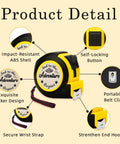 Graduation Gift Tape Measure Tool For Engineers And STEM Lovers 25 Foot Pocket Sized Measuring Tape with features and labels