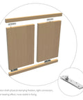 Illustration showing installation of stainless steel hidden door hinges 4 pack with 360 degree rotation on wooden panels.