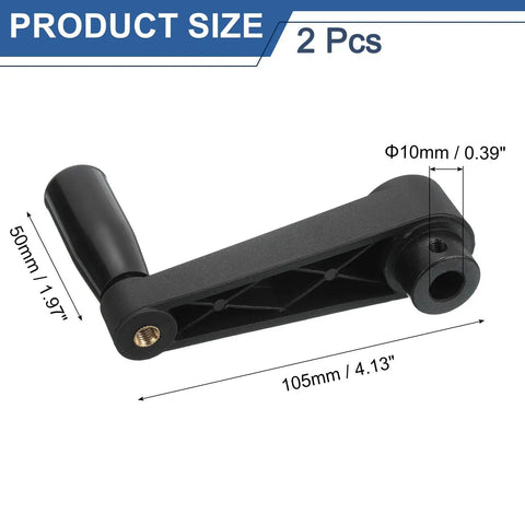 Premium Heavy Duty Revolving Handwheel Machine Handle, 10 MM bore, 105 MM length, 2 piece nylon crank grip for machines.