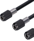 Colorful 7 Piece Socket Adapter Kit With Hex Shank And Extension Set For Screwdriver Bits In 1/2 1/4 And 3/8 Inch Sizes Makes Heavy Duty Work Easy Peasy Anytime, black steel close-up