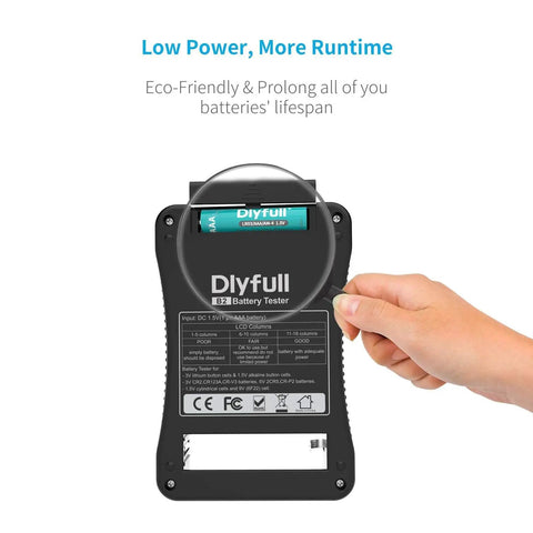 Universal Battery Tester With Crisp LCD Display for AA AAA C D 9V, showing back view with branding details