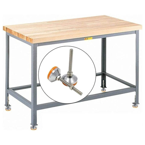 4 Pcs Heavy Duty Adjustable Leveling Feet For Furniture And Tables, M12 Orange Bottom Feet With Lock Nuts, 150mm Height, Beefy Sturdy Support For Shelves, Stop Wobble, Reduce Vibration, Easy Install on steel workbench