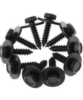 Pro Grade 10 Piece Badass Heavy Duty Self Tapping Screws Featuring Captive Loose Washers And Snappy 8Mm Hex Head Bolts For Wood And Steel At 4.8X19 Mm Lengths Coated In Sleek Matte Black arranged in a circular pattern.