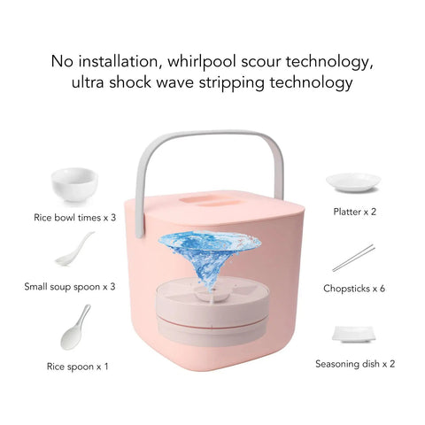 No Brainer Portable Countertop Dishwasher For Small Kitchens 6 Place Setting Compact Mini Sink Washer with dishware and water action