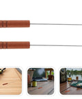 Two Piece Fishing Bait Needle Tool Set Stainless Steel With Blossom Wood Handles For Worm Threading And Hook Maintenance Portable Sea Fishing Go-To Gear With Easy Grip Tackle Accessory For Anglers, two stainless steel bait needles with wood handles