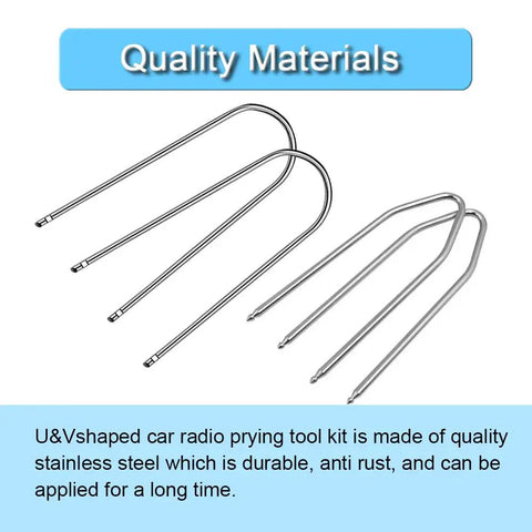 Heavy Duty 4 Piece Car Radio Pry Tool Set With 2 U Shaped And 2 V Shaped Stainless Steel Tools for Quick Disassembly