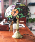Tiffany Style Grape Rose Dope Stained Glass Table Lamp Handcrafted For Bedroom Living Room And Home Office Desk Decor With LED E26 Bulb Included 12x12x18 Inches
