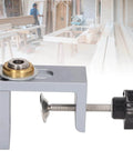 Adjustable Drill Guide for Woodworking Pro Grade Dowel Drilling Jig Durable 6061 Aluminum Positioning Tool in workshop.