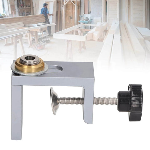 Adjustable Drill Guide for Woodworking Pro Grade Dowel Drilling Jig Durable 6061 Aluminum Positioning Tool in workshop.