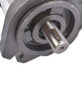 Close-up of Industrial Hydraulic Gear Pump 4 To 12 GPM With 3/4 Inch Keyed Shaft Right Clockwise Cast Iron Flange SAE A 2 Mounting