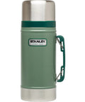 Classic Vacuum Insulated Food Jar 17 Oz and 24 Oz Stainless Steel BPA Free with green exterior and handle