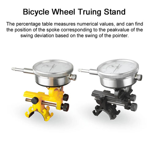 Pro Grade Wheel Turning Stand With Dial Indicator For Precise Bike Wheel Alignment And Repair At Home, metal and nylon