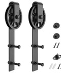 Sliding Barn Door Hangers 2 Pack In Black Big Wheel Design Heavy Duty Built To Haul 170 Lb Capacity Fits 36 48 Inch Wide Doors