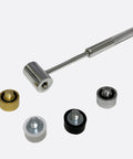 Pro Grade Interchangeable Punch Set With Four Head Hammer For Gunsmithing And Maintenance Includes Brass Steel And Nylon Punches For Precise Non Marring Strikes In The Shop, showing chrome hammer and detachable heads.