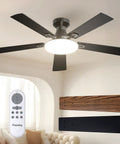 52 Inch Flush Mount Ceiling Fan With Light And Remote Low Profile Black Fan For Bedroom Or Farmhouse Keeps Your Room Cool With Reversible Blades 3CCT Dimmable Lighting Quiet Noiseless DC Motor Energy Efficient Cooling