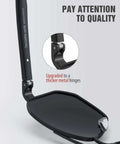 Close-up of Polarized Aviator Sunglasses For Men With Square Frame And UV 400 Protection 61mm Black Lenses, focusing on metal hinges.