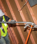 Worker using Aluminum Conduit Bender Full Assembly For 1/2-Inch EMT With Wide Foot Pedal and Angle Setter for accurate bends