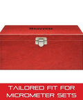 Durable Wooden Case For Outside Micrometers Holds 0-6 In And 0-150 mm Sets With Protective Foam Interior And Secure Hinged Box