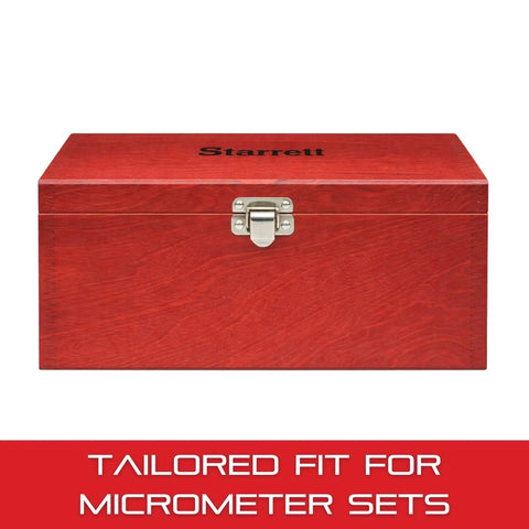 Durable Wooden Case For Outside Micrometers Holds 0-6 In And 0-150 mm Sets With Protective Foam Interior And Secure Hinged Box