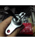 90 Degree Long Nose Snap Ring Pliers For Internal Circlip And Master Cylinder Retaining Rings, Heavy Duty Bent Lock Pliers For Trucks Cars And Bikes Durable One Piece Construction installed on a master cylinder