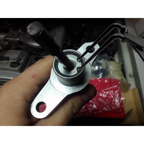 90 Degree Long Nose Snap Ring Pliers For Internal Circlip And Master Cylinder Retaining Rings, Heavy Duty Bent Lock Pliers For Trucks Cars And Bikes Durable One Piece Construction installed on a master cylinder