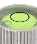 Close-up view of a Chiyyak Camera Spirit Level for DSLR and Mirrorless Cameras showing the clear bubble level in stainless steel frame.