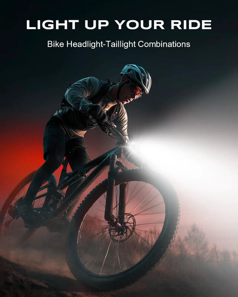 Ultra Slim Rechargeable Bike Lights Front And Rear Set With Five And Six Modes Dual USB C Power IP65 Waterproof For Night Riding On Road And Mountain Trails