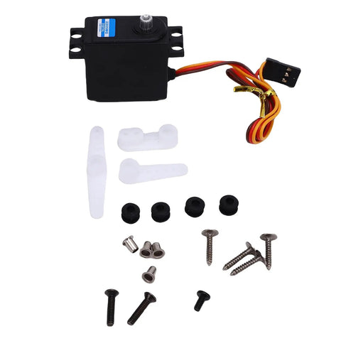 Heavy Duty 22G Digital RC Servo With Solid Metal Gears Brings Hella Smooth Steering Precision Rock Solid Engineering Delivers Serious Grip Plus Lightning Fast 0.12 Second Actuation For 14209 And 14210 Scale Platforms with various installation accessories.